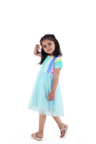Image of TAGAS Baby-Girl's Valantino & Net Fit and Flare Standard Length Dress (KD-405-PINK-7 Pink 7 8 Years)