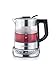 SEVERIN Tee-/ Wasserkocher Deluxe Mini, Glaswasserkocher für bis zu 1,0 l, elektrischer Teekocher mit Temperatureinstellung, gebürstet/schwarz, WK 3473