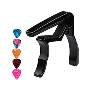 Capodaster, gitaar-capo, met 5 plectrums, gitaarcapo’s, voor akoestische gitaar, elektrische gitaar, bas, ukelele