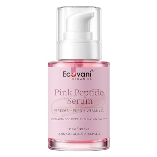 Image of Pink Peptide Face Serum with Matrixyl 3000, PDRN & Vitamin C | Hydrating & Collagen Support Serum with Rose & Waterlily Extract | Lightweight Skin Plumping & Radiance Facial Serum for Smoother Looking Skin | 30 ml