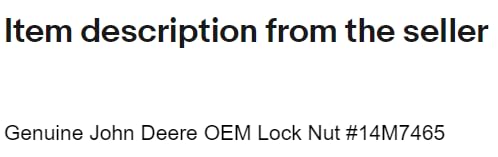 JunShape Original Equipment Lock Nut #14M7465?Replacement for John Deere OEM