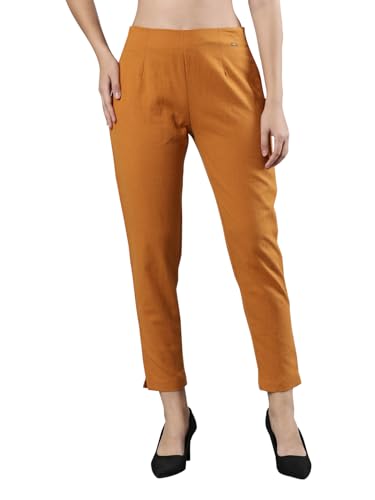 Image of Femmora Comfortable Fit Solid Straight Pant, Breathable Cotton Fabric with Side Zip Button Closure, for Women, Pack of 1