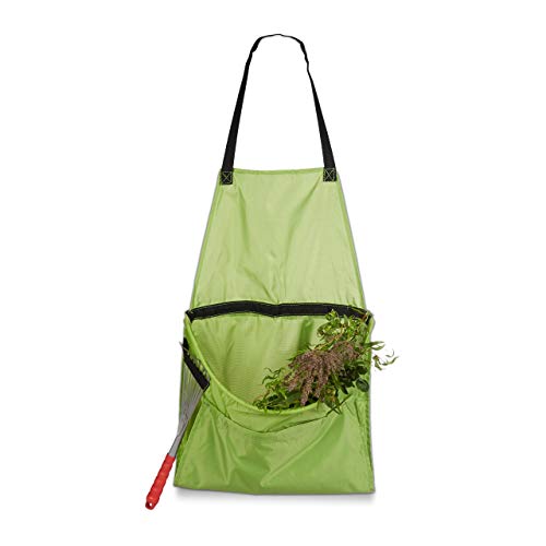 Preisvergleich Produktbild Relaxdays Ernteschürze Garten, Gartenschürze für Ernte, Sammelschürze, Größe verstellbar, für Gartenabfall Unkraut, grün
