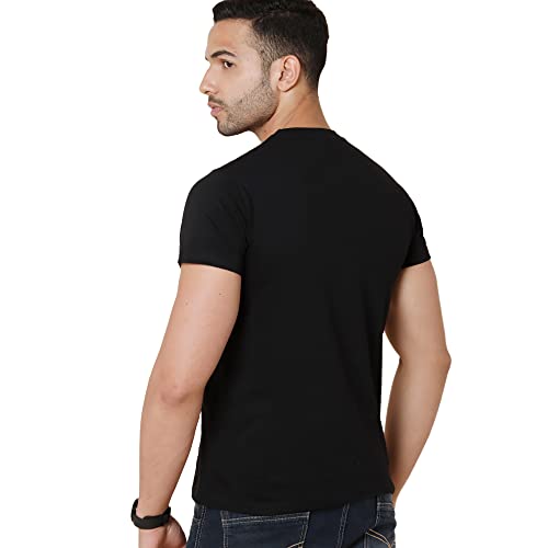 Image of Free Authority Black Panther Printed Regular Fit Black Cotton Men's T-Shirt
