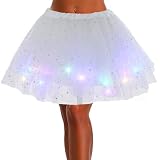 Auwoyss Vintage Light up Tutu Skirt Tulle Bubble Ballet Tutu Skirt Dance Costume Accessories for Women and Girls (Polyester, White-Adult)