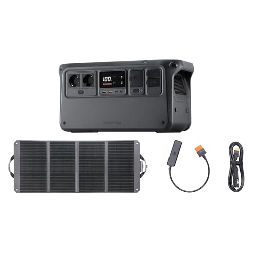 Estación de energía portátil DJI Power 1000, 1024 Wh generador solar con 1×paneles 120W, 1×controlador MPPT, para camping/caravanas, carga rápida 70 min, 2200W potencia estable.
