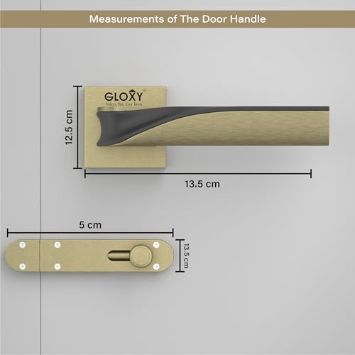 Image of GLOXY Brass Door Lock for Bathroom Door Lock, Balcony Store Room Door knob Lock, Mortise Keyless Handles Set with Brass Baby Latch for Bedroom |Antique & Black Finish (2 Years of Warranty, Pack of 1)