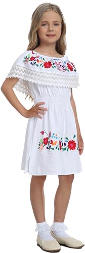 YZXDORWJ Mexican Embroidered Cinco de Mayo Dress for Girls - Kids Fiesta Floral Vestidos Girl's Traditional Dress3