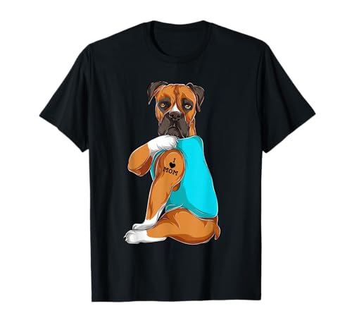 Boxer I Love Mom Tattoo Apparel Dog Mom Gifts Womens T-Shirt