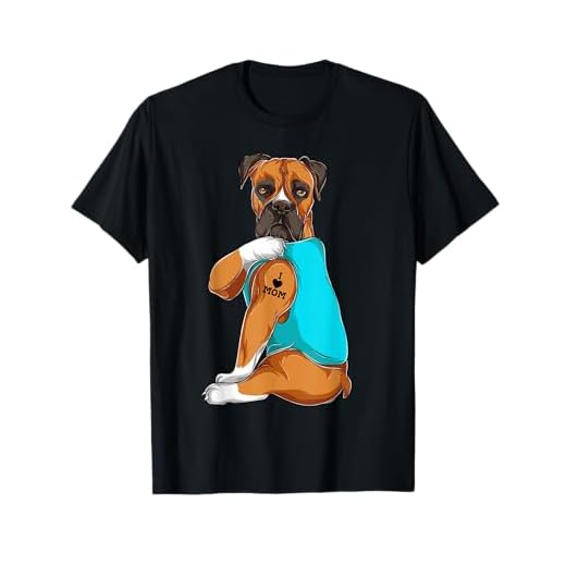 Boxer I Love Mom Tattoo Apparel, Dog Mom Gifts Womens T-Shirt