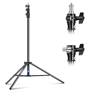 NEEWER 8.5ft/2.6m Air Cushioned Light Stand, Heavy Duty Metal Photography Tripod Stand with 1/4″ to 3/8″ Reversible Spigot, 3 Way Mounting Interface & Metal Locking Knobs, Max Load 5.5lb/2.5kg