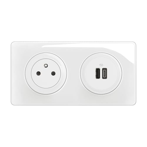 LEGRAND - Prise Electrique Murale Céliane Surface Confort + Double Chargeur USB Type A+C avec Plaque et Boîte à Encastrer - Prise Affleurante avec Socle Rétractable...