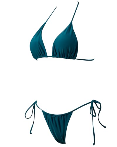 Image of MOSHENGQI Women Sexy Brazilian Bikini 2 Piece Spaghetti Strap Top Thong Swimsuit Bathing Suit