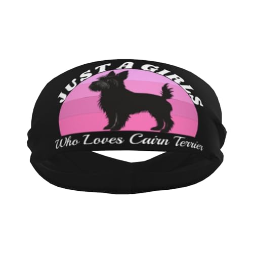 Just A Girls Who Loves Cairn Terrier Adjustable Sports Headband Moisture Wicking Sweatband for Running Workout2