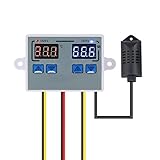 formato control de temperatura y humedad relativa 🛒【Dos ventanas de visualización】Ventana de visualización dual, ser capaz de mostrar la temperatura / humedad medida o establecer la temperatura / humedad al mismo tiempo.