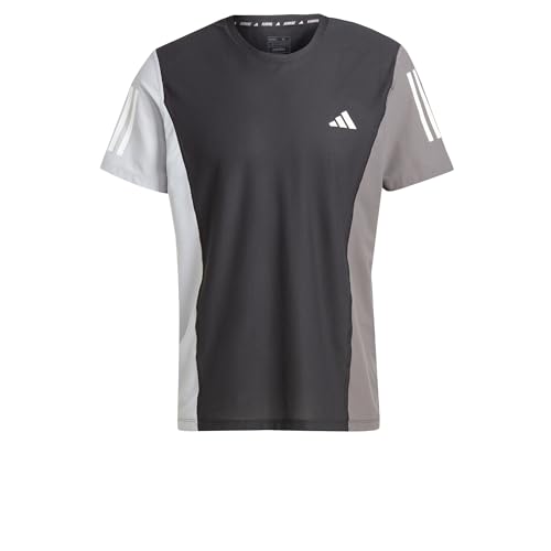 adidas Men's Own The Run Colorblock T-Shirt, Black/Halo Silver/Grey, XS