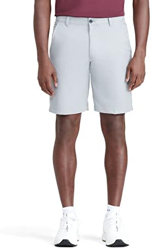 IZOD Men's 9.5" Micro Twill Flat Front Golf Short, Nickel, 36W