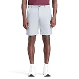 IZOD Men's 9.5" Micro Twill Flat Front Golf Short, Nickel, 34W