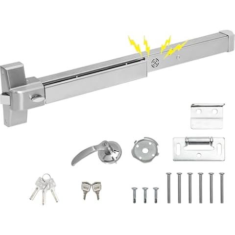 Virego Commercial Door Push Bar Panic, Push Bar Panic Exit Device with Alarm with Keyed Entry, Emergency Exit Device Alarm levers for 27.5”-41”Doors Cover