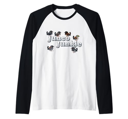 Cute Cartoon Junco Junkie Birdorable Birds Dark-eyed Juncos Raglan Baseball Tee