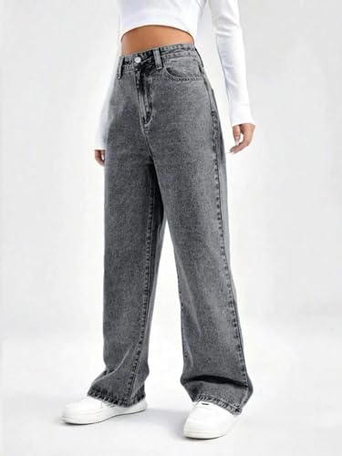 Image of Glossia Denim Baggy Jeans for Women | Stretchable High Waist Straight Fit Jeans for Women | High Rise Stretch Denim | Loose Fit Plus Size Denim (Sizes - 24 to 44) WJ81-1205-$