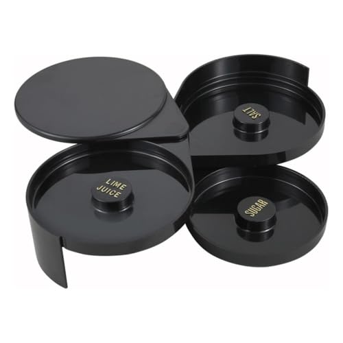 Soro Essentials- 3-Tier Glass Rimmer Black Color Plastic- Margarita Salter Rimmer Dish for Cocktails Bar Salt Sugar Lime Juice Rimmer Bar Accessories Bartender Tool for Margarita Bloody Marys Gimlets