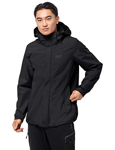 Preisvergleich Produktbild Jack Wolfskin Herren Three Peaks Jacket M Atmungsaktive Regenjacke, Black, L