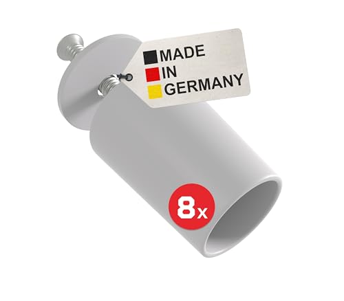BAUHELD Rolladen-Stopper 27mm [8 Stück] - Made in Germany - Anschlagpuffer aus stabilem Kunststoff - Anschlagstopper für Rollladen mit Schrauben - Passend auf Rolladenpanzer Lamellen - Hellgrau