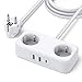 Produktbild UGREEN Steckdosenleiste mit USB C PD3.0, DigiNest Life 30W 1 USB C und 2 USB Steckdose, Doppelstecker Steckdosenadapter, kompakte Reisegröße mit 180cm Kabel für MacBook, iPad, iPhone 13, Galaxy A52s