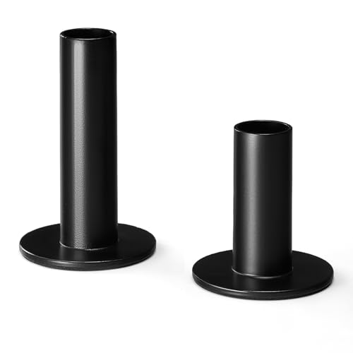 draadwerk® Kerzenhalter 2er Set | Für Stabkerzen und Spitzkerzen | Zeitloses Design | Pulverbeschichtetes Metall | Stimmungsvolle Atmosphäre für Innenräume (Schmal) (2, Schwarz)
