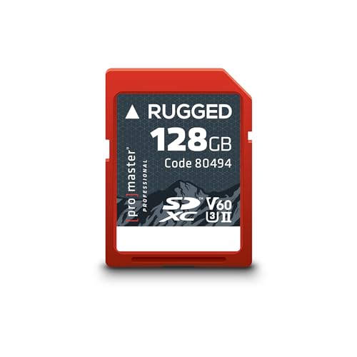 Carte SDXC 128 Go ProMaster Rugged UHS-II V60 pour photographes professionnels en extérieur