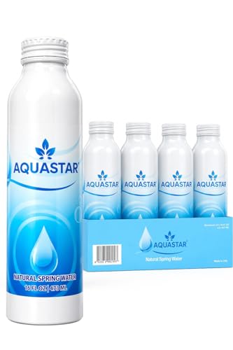 Image of Aquastar Natural Spring Water - 12 Pack (16 fl oz) in Eco-Friendly Aluminum Bottles | Pure & Refreshing Spring Water