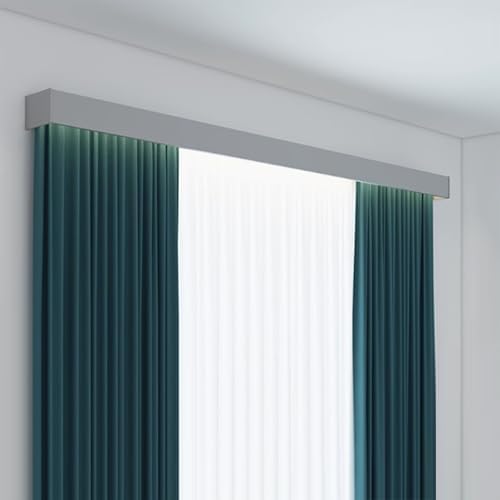 Three-in-One Ceiling Mount Track System, 74.8in Double Track Moving Boxes, Light Blocking Integrated Rail for Above Curtain Rods, Ideal for Home Decor.