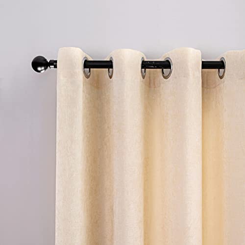Elkca Beige Double-Sided Chenille Curtains For Living Room Modern Window Treatment For Bedroom Curtain,Grommet Top,2 Panels (Beige, 52" W X 84" L) #TOP1