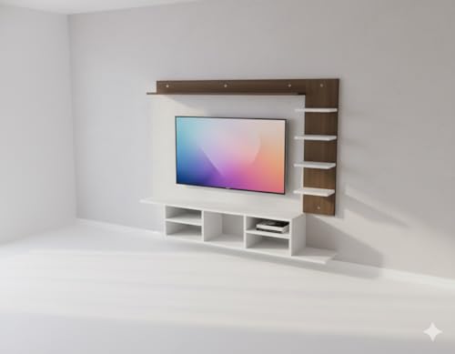 Image of C Style 40 inches Broad Base Tv Cabinet Floating Shelves for Wall Set,Wall Mounted Shelf for Living Room, Bedroom, Outdoor,Gallery,Stairs (White Base Wenge)