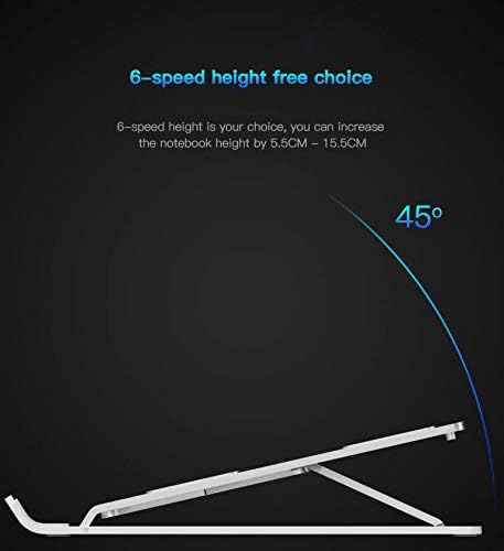 Miniatura 6 de nonbrand Soporte portátil para computadora portátil, soporte de aluminio ajustable con ventilación de 6 ángulos, compatible con ergonomía, soporte
