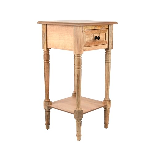 Image of Decor Therapy Simplify 1-Drawer Accent Table, Sturdy Narrow End Table, 28 inch x 14 inch x 14 inch - Natural