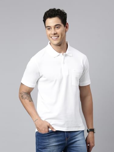 Image of Chennis Men Solid Polo Neck Pure Cotton T-Shirt