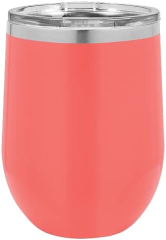 Personalized Tumbler 12 ounce Stemless Wine with Lid, Your Logo Engraved in USA Customized Cups, Stainless Steel Vacuum Insulated Coffee Mugs, 16 Colors Available (Coral) - Image 2