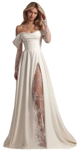 Robe de mariée épaules dénudées dissimulant les bras pour silhouette affinée