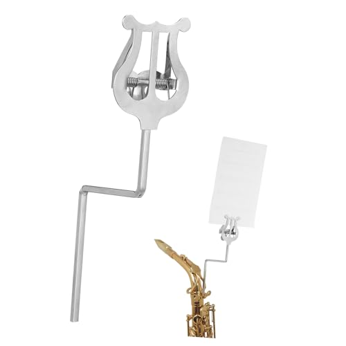 MINAOLULUS シー別販売 ポータブルサックス譜面台 銀色 軽量設計で持ち運び便利 マーチングや練習用音楽アクセサリー対応 譜面台ホルダー付き