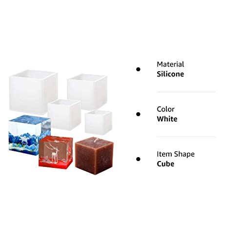 4 Pack Square Resin Molds - 4 Sizes Cube Silicone Casting Molds For Diy Art Resin Candle Soap Making #TOP7