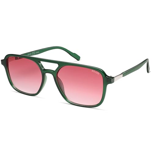 Image of SOJOS Retro Aviator Sunglasses for Women Men,Trendy Rectangle Womens Mens Shades Sun Glasses SJ2202