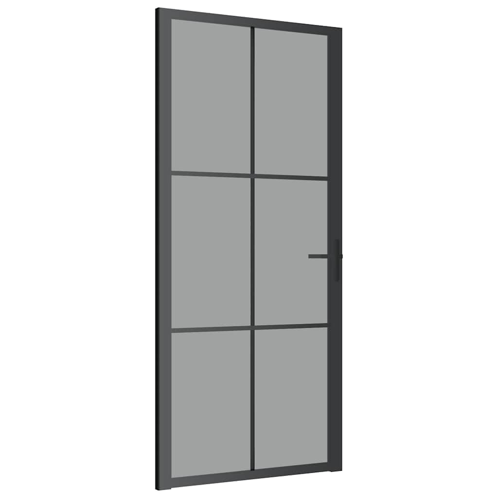 vidaXL Puerta Interior Corredera Entrada Corrediza Deslizante Cuarto de Baño Sala de Estar Salón Habitación Vidrio ESG y Aluminio Negro
