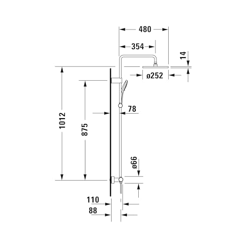 Duravit Duschsystem, wassersparendes Shower System, Duschkopf mit 3 Strahlarten (Rain, Intense Rain, Soft Rain), Kopfbrause im Winkel verstellbar, Duschset reinigungsfreundlich, Bronze Gebürstet