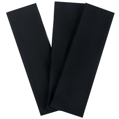 JCKHXG 3Pcs Black Headbands for Women Non Slip Head Bands for Womens Hair. Soft Cotton Cloth Stretchy Thick Headbands for Running and Exercise