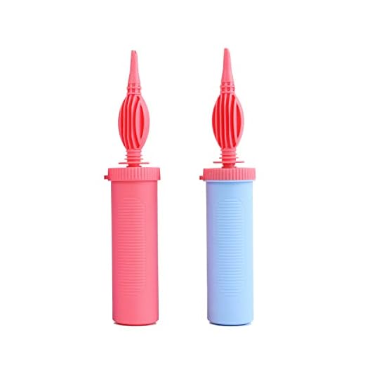 Dual-Action Manual Balloon Pump, 2 Pack Random Color - Hand held Air Pump for Balloons, Balloon Inflator for Kids' Parties, Hand Pump for Balloons, Manual Balloon Inflator (Pink Head)