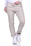 Mississhop 354 Jogginghose Damen Baumwolle | Sporthose Lang Slim Fit | Sweatpants Women Baggy High Waist | Laufhosen mit Seitentaschen | Freizeithose Frauen | Trainingshose Fitness Jogger Beige
