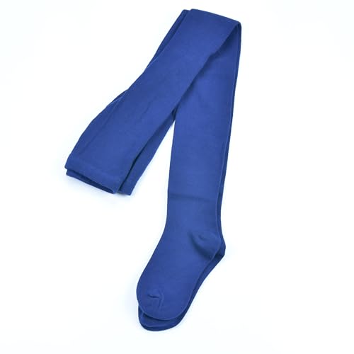 Paralinda Girls Cotton Tights - Toddler Cable Knit Footed Tights (Plain-Navy Blue 5-6Y)