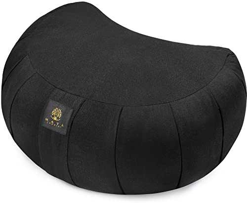 Luxury Crescent Meditation Cushion [4 Colors] - Comfy Filling - Designed to Prevent & Relieve Back Pain - Certified Organic & Bug Proof
